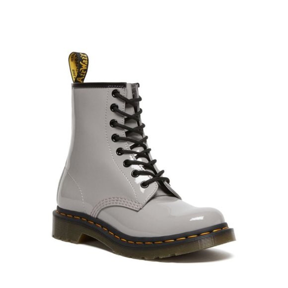 Dr. Martens Women's Patent Leather 'Grey' Lace Up Boot 27635076 Multi Size - Picture 1 of 12